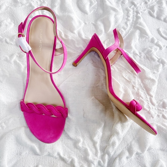 Stuart Weitzman Dancer Twistie 100 Suede Sandal In Pink Size 11.5 - Picture 4 of 7